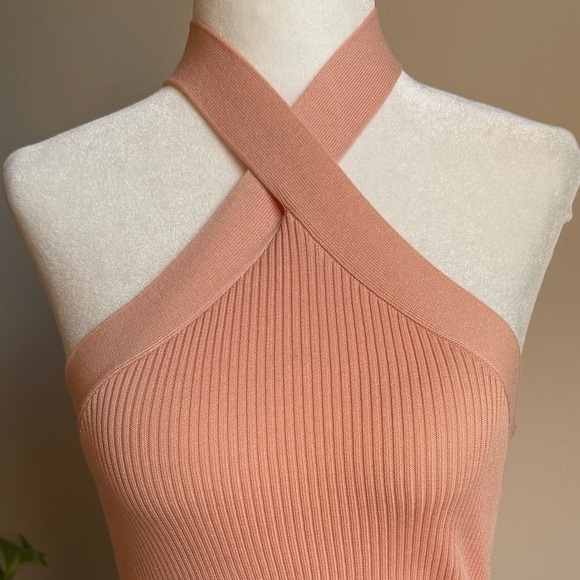 Sleeveless Ribbed Halter Top - Pink - Picture 2 of 4